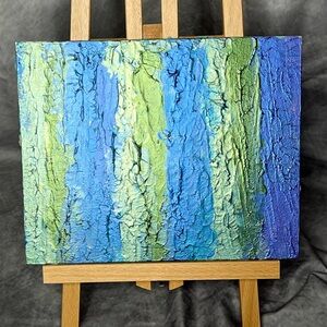 Textured Blue and Green Abstract Canvas Painting by
